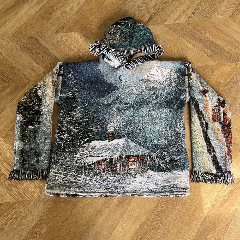 Tapestry blanket hoodie, mens large